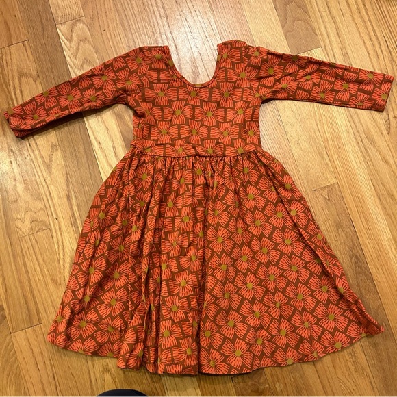 Alice and Ames 5 Orange & Brown Flower Dress - Picture 1 of 4